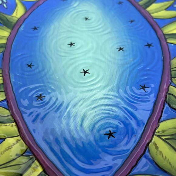 Terri Kern Vintage Handmade Moon Star Night Oval Serving Platter Bowl 14" Signed - Picture 14 of 16